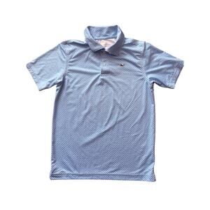 Boys Vineyard Vines performance whale print gold polo shirt size S